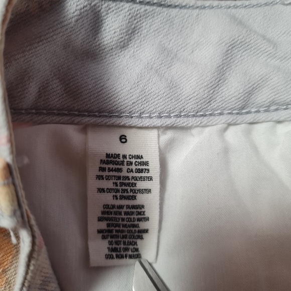 American Eagle Denim Shorts Light Blue/Orange Floral Stretch Size 6 - Picture 7 of 14